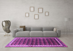 Machine Washable Persian Purple Traditional Area Rugs in a Living Room, wshtr1545pur