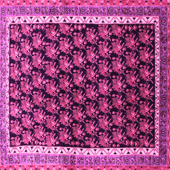 Square Machine Washable Persian Pink Traditional Rug, wshtr1545pnk