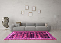 Machine Washable Persian Pink Traditional Rug, wshtr1545pnk