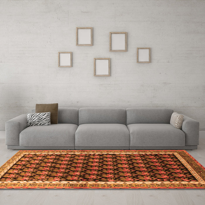 Machine Washable Persian Orange Traditional Area Rugs in a Living Room, wshtr1545org