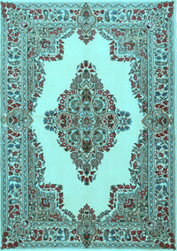 Medallion Light Blue Traditional Rug, tr1546lblu