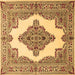 Square Machine Washable Medallion Brown Traditional Rug, wshtr1546brn