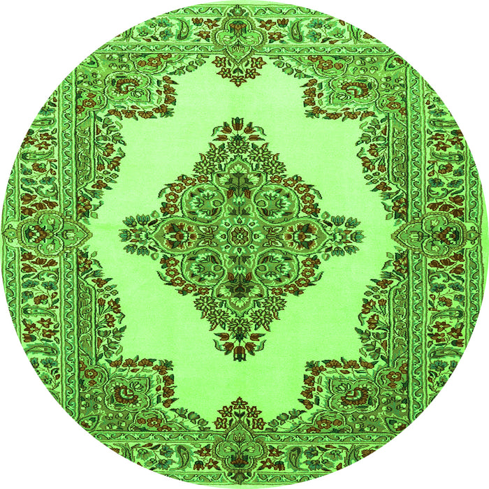 Machine Washable Medallion Green Traditional Area Rugs, wshtr1546grn