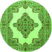 Machine Washable Medallion Green Traditional Area Rugs, wshtr1546grn