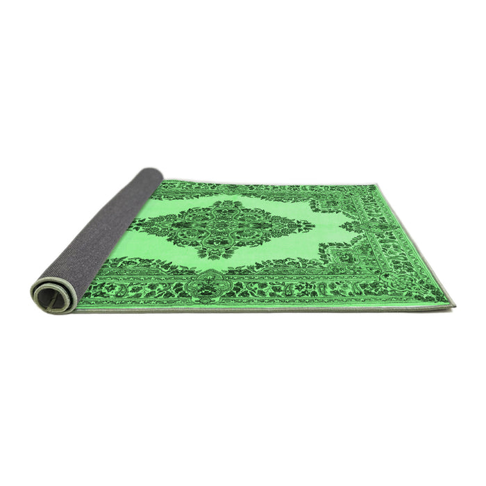 Sideview of Medallion Emerald Green Traditional Rug, tr1546emgrn