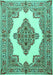 Medallion Turquoise Traditional Rug, tr1546turq