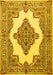 Machine Washable Medallion Yellow Traditional Rug, wshtr1546yw