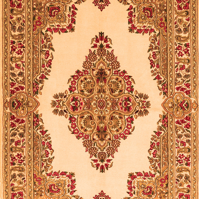 Serging Thickness of Machine Washable Medallion Orange Traditional Area Rugs, wshtr1546org