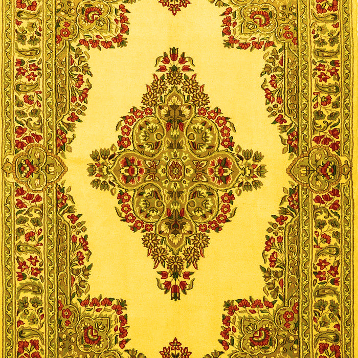 Medallion Yellow Traditional Rug, tr1546yw