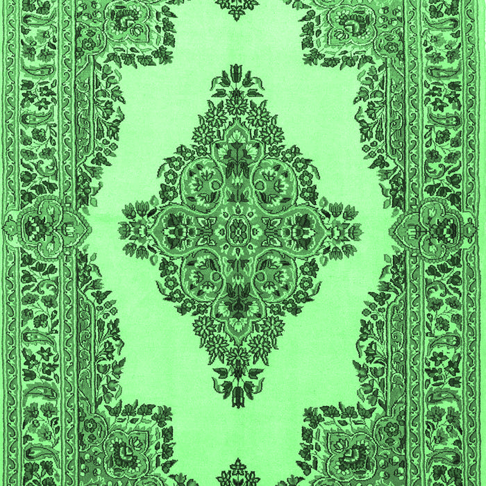 Machine Washable Medallion Emerald Green Traditional Area Rugs, wshtr1546emgrn