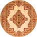 Machine Washable Medallion Orange Traditional Area Rugs, wshtr1546org