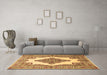 Machine Washable Medallion Brown Traditional Rug in a Living Room,, wshtr1546brn