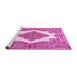 Sideview of Machine Washable Medallion Pink Traditional Rug, wshtr1546pnk