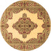 Round Medallion Brown Traditional Rug, tr1546brn