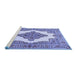 Sideview of Machine Washable Medallion Blue Traditional Rug, wshtr1546blu