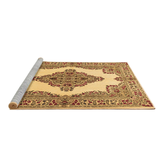 Sideview of Machine Washable Medallion Brown Traditional Rug, wshtr1546brn
