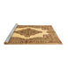 Sideview of Machine Washable Medallion Brown Traditional Rug, wshtr1546brn