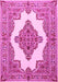 Machine Washable Medallion Pink Traditional Rug, wshtr1546pnk