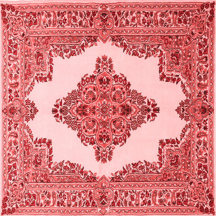 Machine Washable Medallion Red Traditional Rug, wshtr1546red