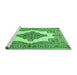 Sideview of Machine Washable Medallion Emerald Green Traditional Area Rugs, wshtr1546emgrn