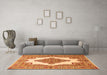 Machine Washable Medallion Orange Traditional Area Rugs in a Living Room, wshtr1546org