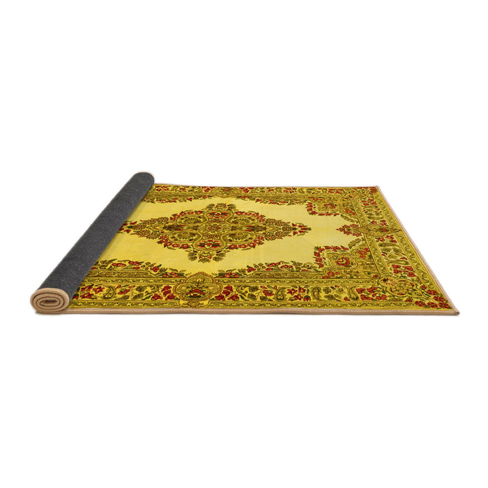 Sideview of Medallion Yellow Traditional Rug, tr1546yw