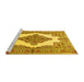 Sideview of Machine Washable Medallion Yellow Traditional Rug, wshtr1546yw