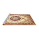 Sideview of Machine Washable Traditional Brown Gold Rug, wshtr1547