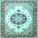 Square Medallion Light Blue Traditional Rug, tr1547lblu