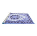 Sideview of Machine Washable Medallion Blue Traditional Rug, wshtr1547blu