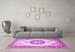 Machine Washable Medallion Purple Traditional Area Rugs in a Living Room, wshtr1547pur