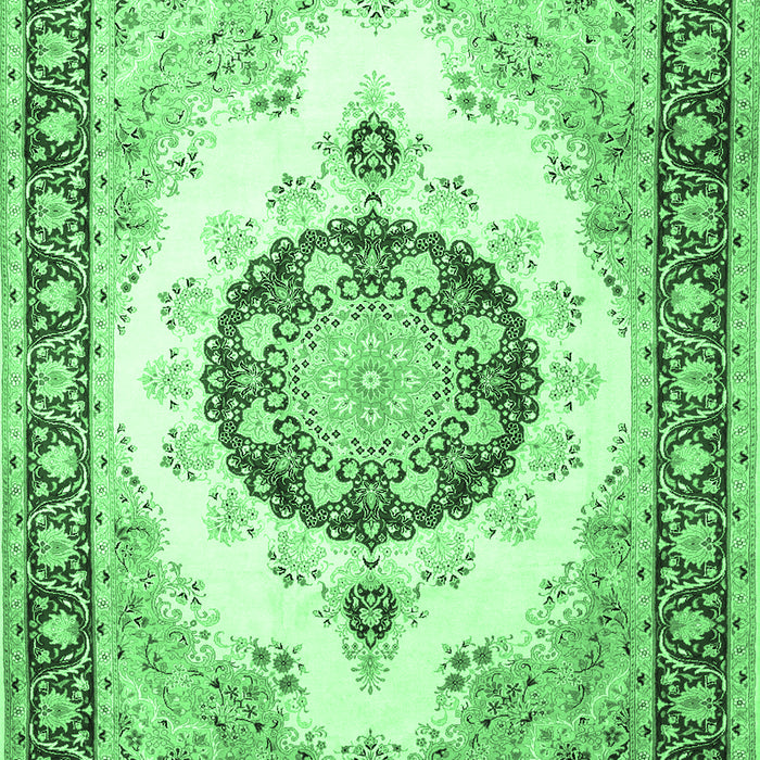 Machine Washable Medallion Emerald Green Traditional Area Rugs, wshtr1547emgrn