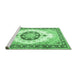 Sideview of Machine Washable Medallion Emerald Green Traditional Area Rugs, wshtr1547emgrn