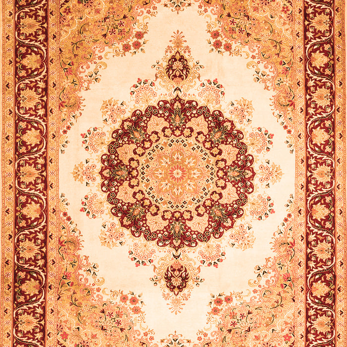 Serging Thickness of Machine Washable Medallion Orange Traditional Area Rugs, wshtr1547org