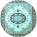 Round Medallion Light Blue Traditional Rug, tr1547lblu