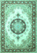 Machine Washable Medallion Turquoise Traditional Area Rugs, wshtr1547turq