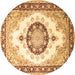 Round Medallion Brown Traditional Rug, tr1547brn