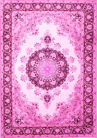 Medallion Pink Traditional Rug, tr1547pnk