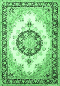 Medallion Emerald Green Traditional Rug, tr1547emgrn