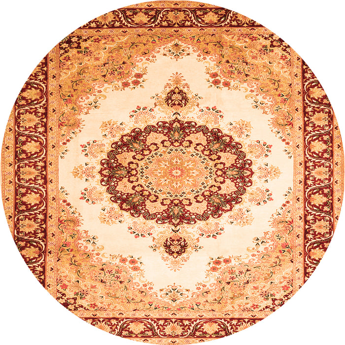 Machine Washable Medallion Orange Traditional Area Rugs, wshtr1547org