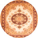 Machine Washable Medallion Orange Traditional Area Rugs, wshtr1547org