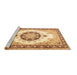 Sideview of Machine Washable Medallion Brown Traditional Rug, wshtr1547brn