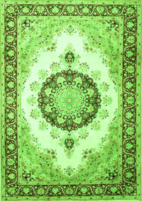 Medallion Green Traditional Rug, tr1547grn