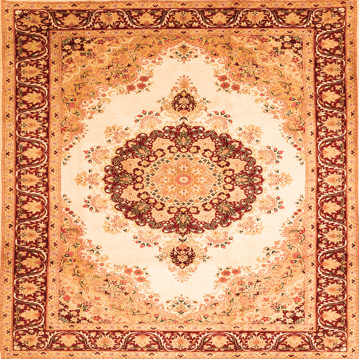 Serging Thickness of Medallion Orange Traditional Rug, tr1547org