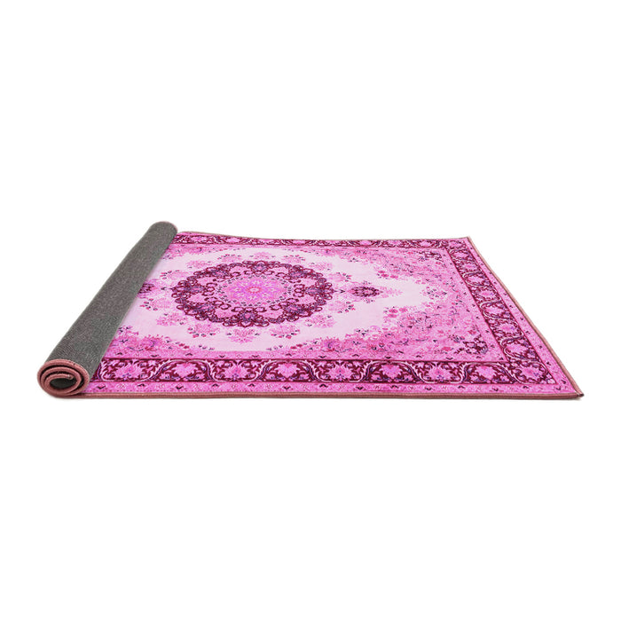 Sideview of Medallion Pink Traditional Rug, tr1547pnk