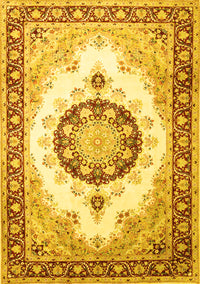 Medallion Yellow Traditional Rug, tr1547yw