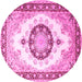 Round Medallion Pink Traditional Rug, tr1547pnk