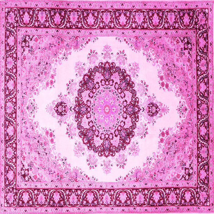 Square Medallion Pink Traditional Rug, tr1547pnk