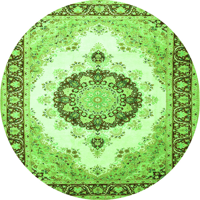 Machine Washable Medallion Green Traditional Area Rugs, wshtr1547grn