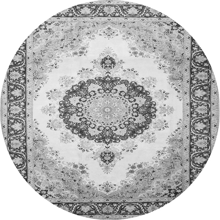 Machine Washable Medallion Gray Traditional Rug, wshtr1547gry